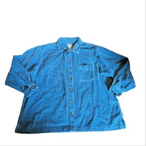 Vintage L.L.Bean Teal Blue Green Ribbed Button Front Corduroy Shirt Jacket 2X